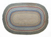 RUG27ATL - 3' x 5' Cream, Blue and Orange Braided Oval Rug