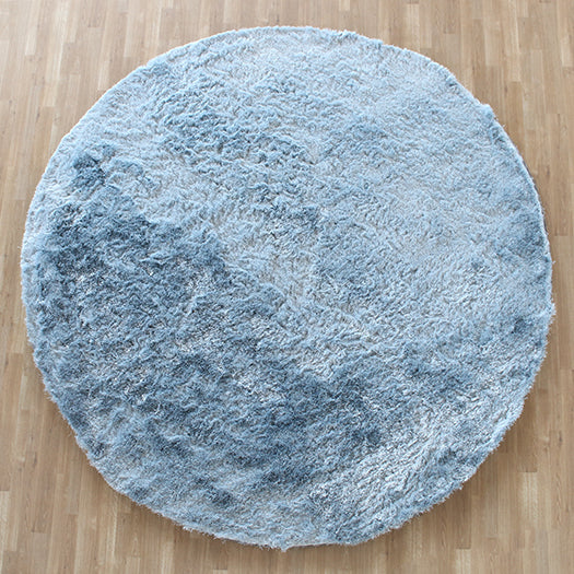 8' Round Light Blue Plush Rug