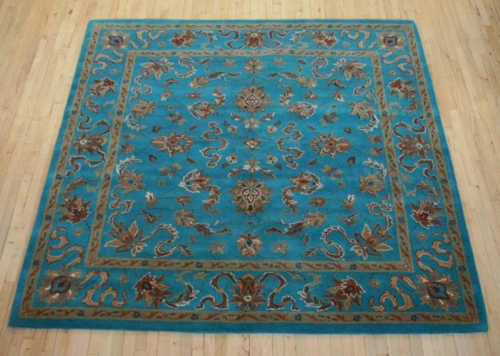 8'2" x 8'2" Peacock Agra Hand Tufted Square Rug