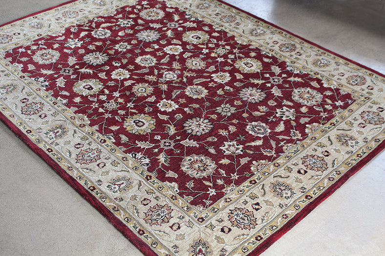 RUG87ATL - 8 x 10 Brick Red and Taupe Traditional Indian Rug