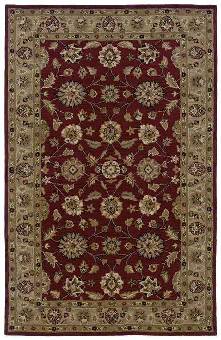 8 x 10 Brick Red and Taupe Traditional Indian Rug
