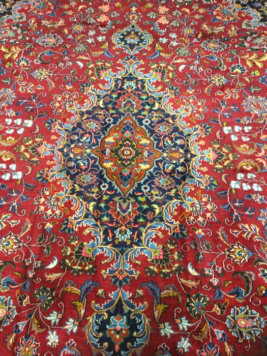 9' X 12' Antique Mashhad Persian Rug Circa 1940