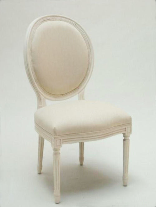 Antique White Oval Louis Side Chair