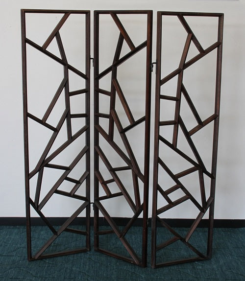 Walnut 3-Panel Spiderweb Screen