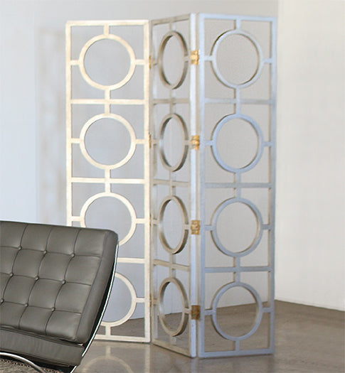 Antique Silver Wood Mandala Room Screen