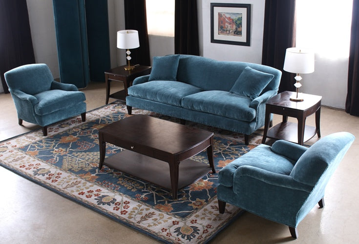 Peacock Coral Velvet Club Chair