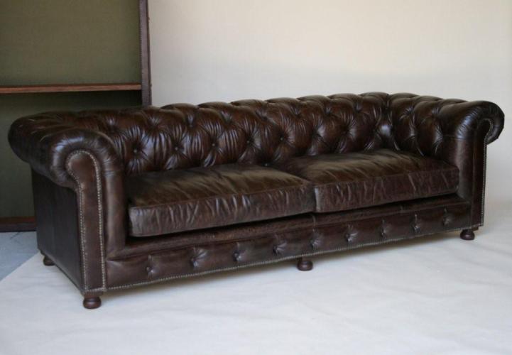 Cigar Leather Chesterfield Sofa 
