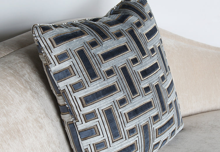 Blush Taupe Curved Arm Sofa With Toss Pillow Back