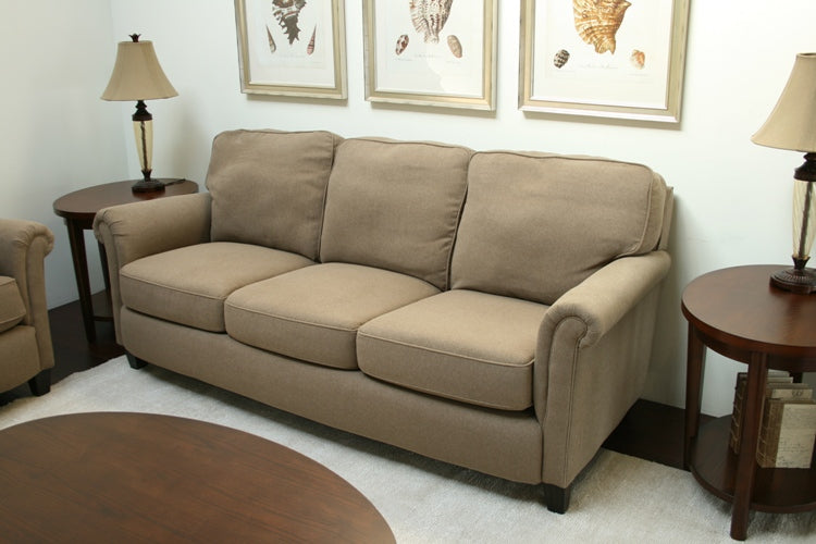 Taupe Rolled-Arm Sofa
