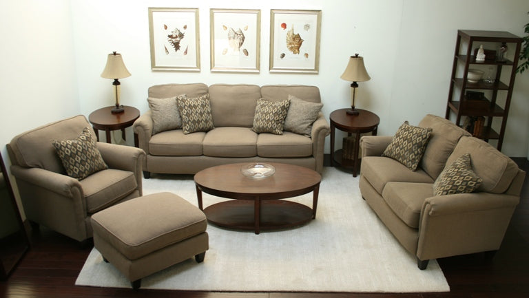 Taupe Rolled-Arm Sofa
