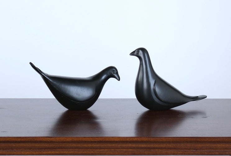 Pair of Bronze Quails