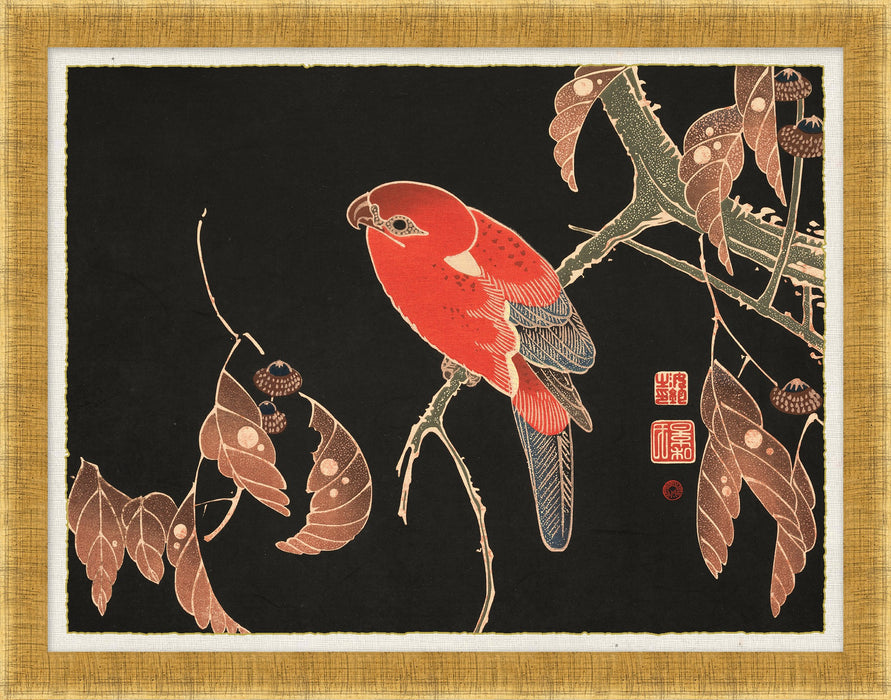 Vintage Birds On Black 3 30.5W x 27.5H