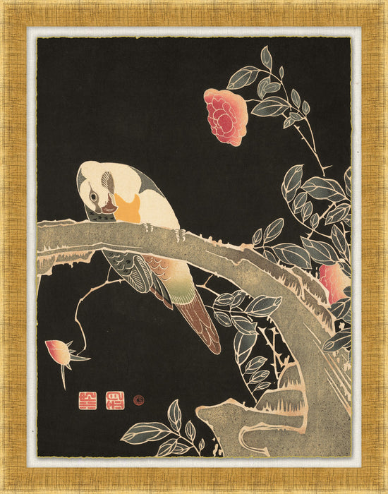 Vintage Birds On Black 2 27.5W X 30.5H