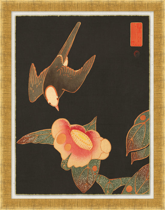 Vintage Birds On Black 1 27.5W X 30.5H