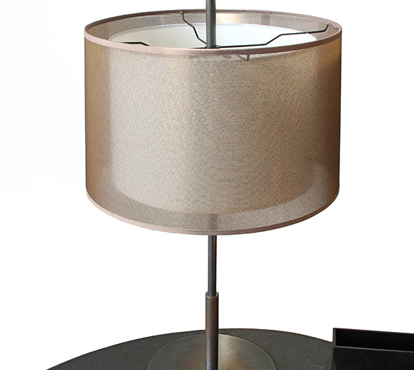 Modern Brushed Silver Table Lamp With Taupe Shade