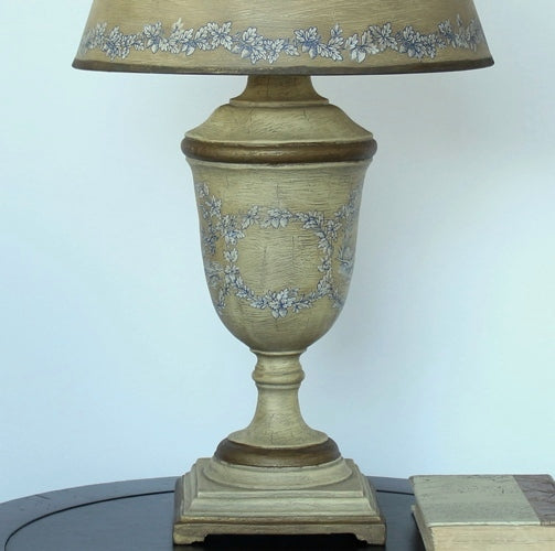 Antique Beige and Blue Urn Table Lamp