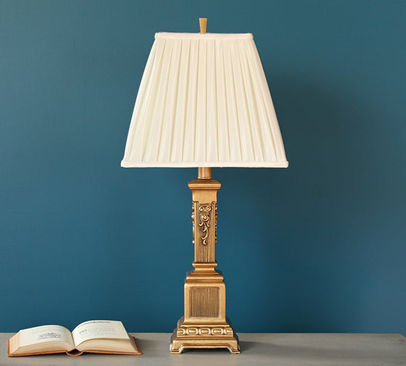 French Gold Ornate Column Table Lamp