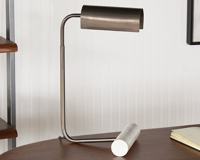 Dark Pewter And Marble Desk Lamp