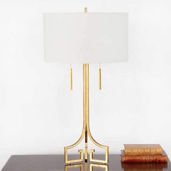 Antique Gold Table Lamp with Greek Key Base