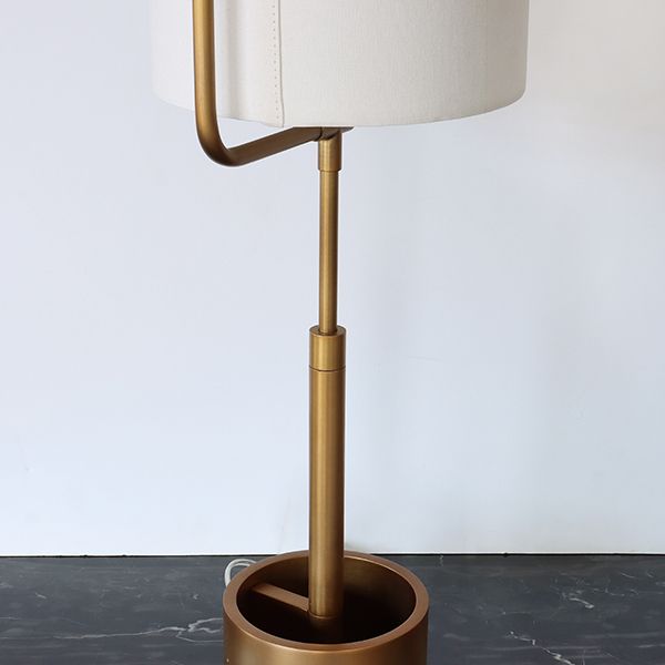 Natural Brass Table Lamp w/Ensconced White Shade