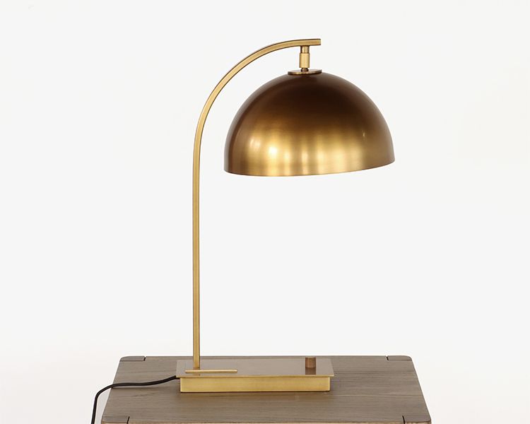 Brass Arch Neck Table Lamp w/Swiveling Shade