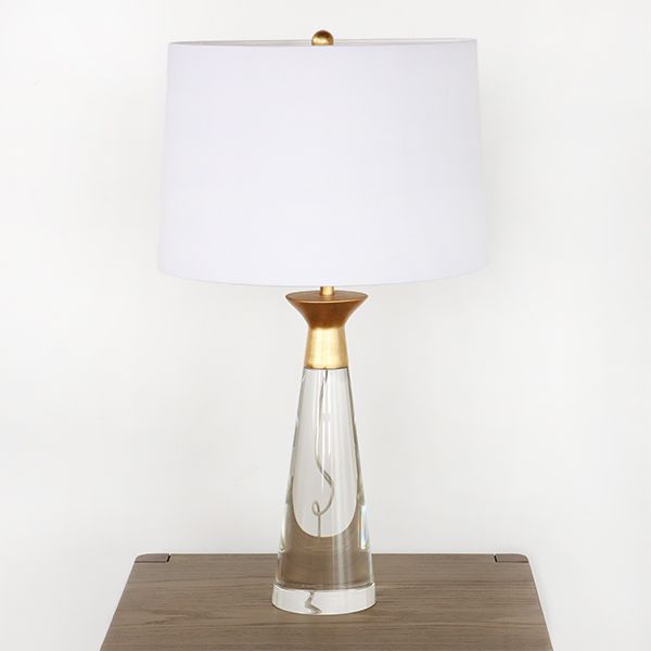 Conical Crystal w/Gold Leaf Cap Table Lamp