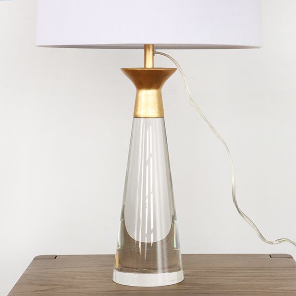 Conical Crystal w/Gold Leaf Cap Table Lamp