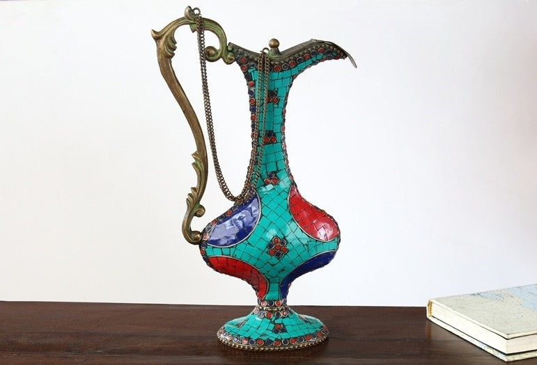 Turquoise Tile Pattern Indian Pitcher