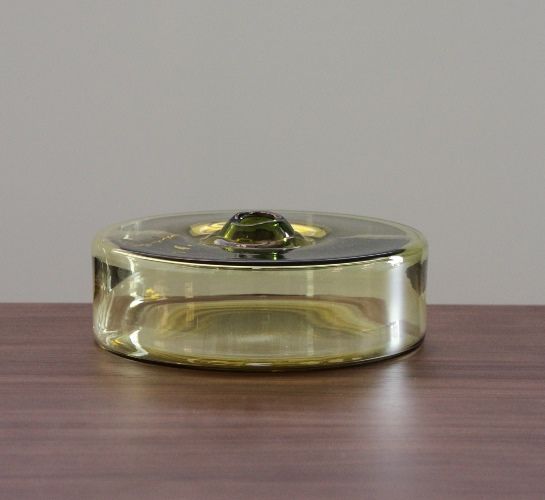 VASE186LA  - Green Hand Blown Large Glass Cylinder Vase