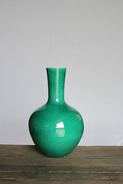 VASE198LA - Emerald Green Medium Globular Vase
