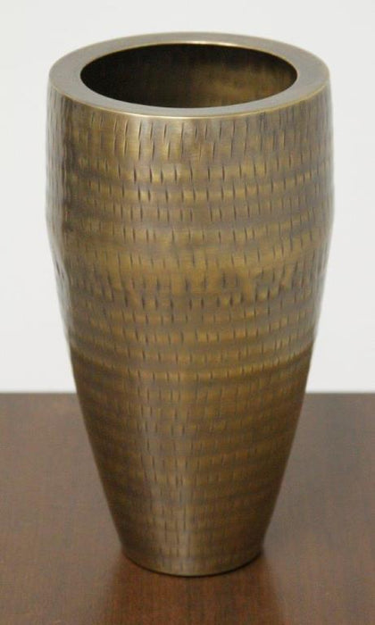 Antique Brass Rice Hammered Vase