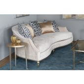 Blush Taupe Curved Arm Sofa With Toss Pillow Back 