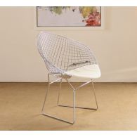 Bertoia Style Chrome Diamond Arm Chair