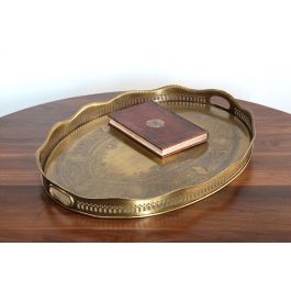 Antique Brass Oval Gallery Tray