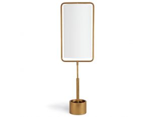 Natural Brass Table Lamp w/Ensconced White Shade