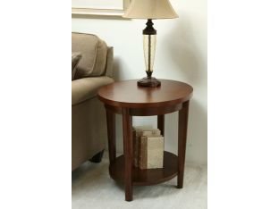 Contemporary Oval End Table with Low Shelf