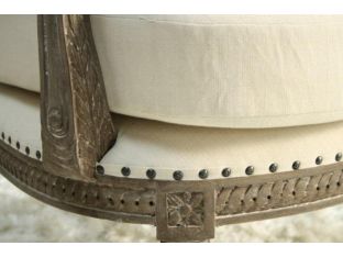 Louis Parlor Style Cream Linen Arm Chair with Nailhead Trim