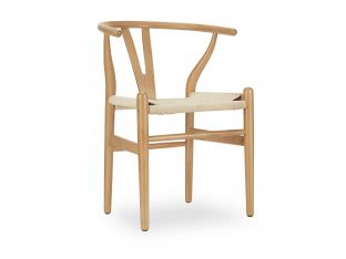 Beech Wishbone Arm Chair w/ Natural Seat