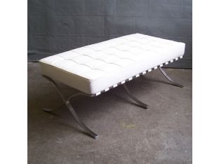 White Leather Barcelona Style Bench
