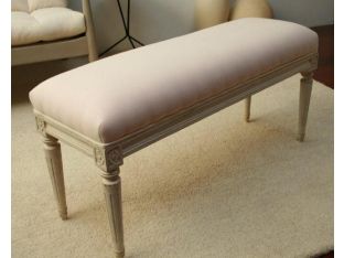 Chelsea Textiles Antique White With Pink Muslin Gustavian Bench