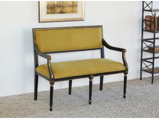 Isabella Hall Bench in Powder Black Finish with Fern Green Upholstery