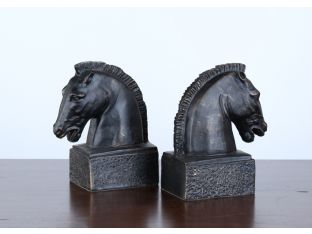 Pair of Bronze Iron Horsehead Bookends