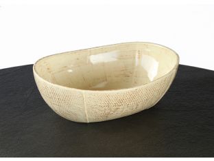 Antiqued Cream Ceramic Bowl