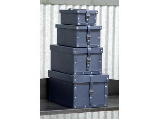 Set of 4 Ink Leather Shoe Boxes