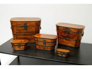 Set of 5 Wood and Iron Boxes