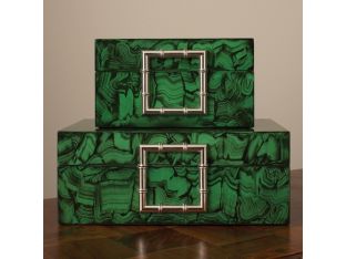 Set of 2 Faux Malachite Boxes