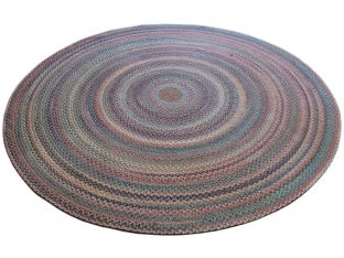 8' Round Pink & Blue Multi-Color Braided Rug