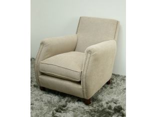 Beige Linen Chair with Pewter Nails