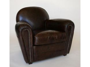 Paris Flea Market Cigar Brown Leather Chair
