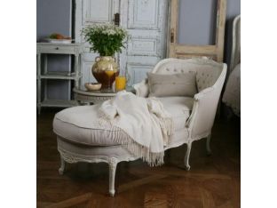 Louis Tufted Chaise in Old Cream
